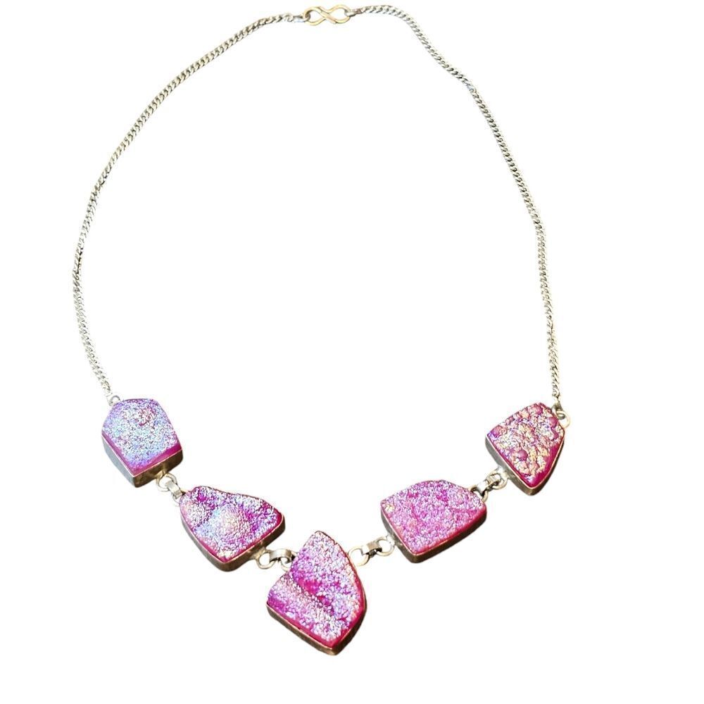 🖤 .925 🖤 Pinky Druzy Statement Necklace